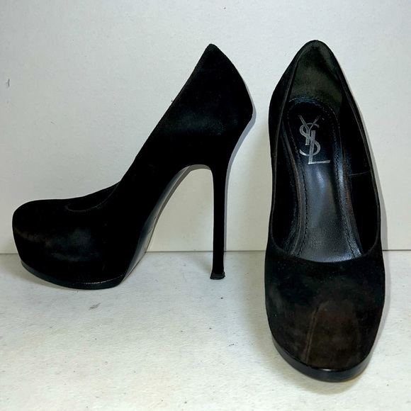 YSL HIGH HEEL AND PUMPS IN BLACK SUEDE - Picture 6 of 9